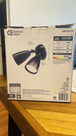 Commercial Electric Twin- Head Directional Outdoor Integrated LED Flood Light in its new box