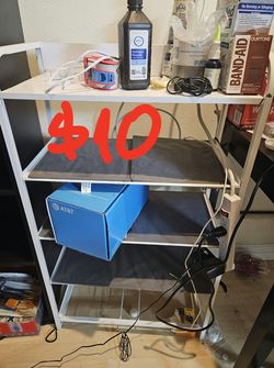 White Metal Shelving Unit