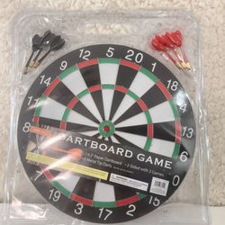 New Dart Board Game - 2 Sides - 2 Games In 1 - Metal Tip Darts