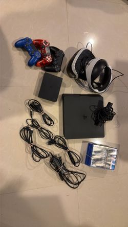 PS4 Slim 1TB VR Headset Mega-Bundle! 3 Controllers (Rare Red Crystal) + Camera + 5 Games - PRICED TO SELL