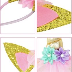 Unicorn Horn Headband Glitter Cute Unicorn Hairband Birthday Party Halloween Cosplay Clothing Hair Decoration