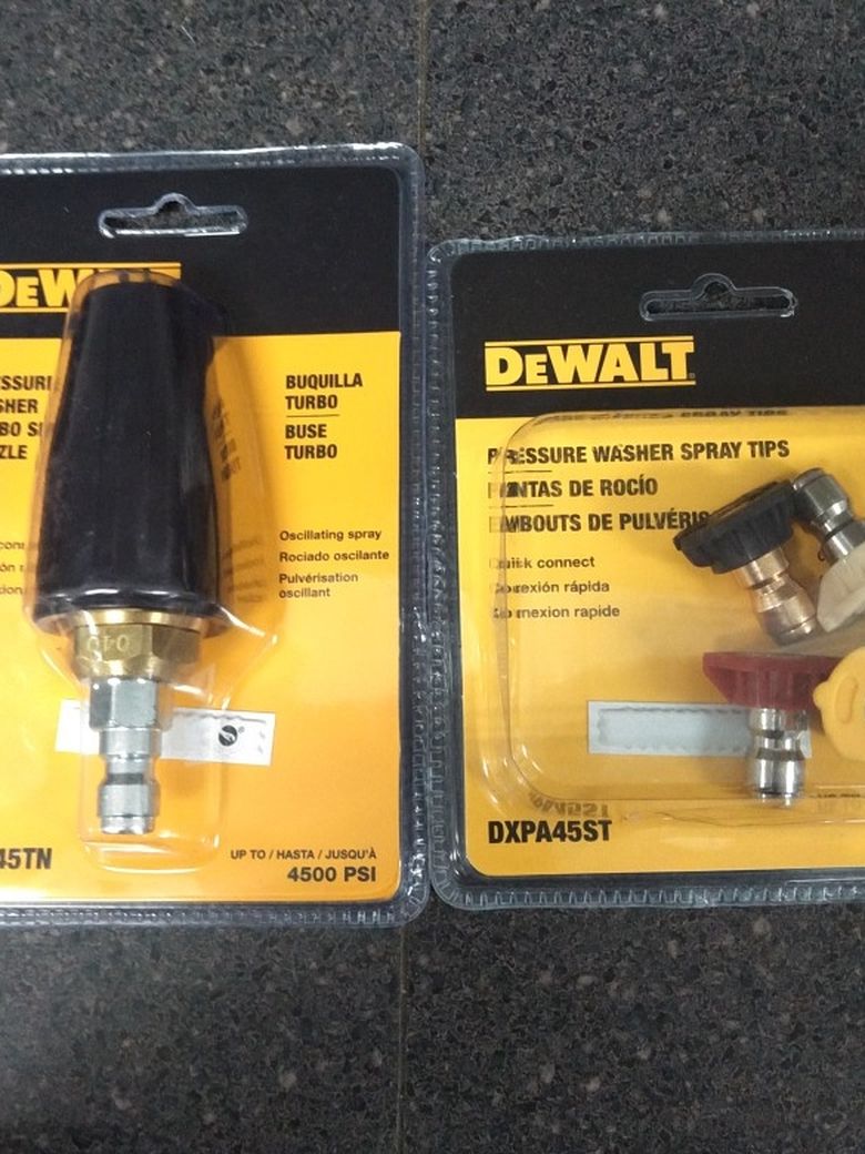 Brand New Dewalt Pressure Washer Turbo Spray Nozzle And Pressure Washer Spray Tips $50 Firm If Add Is Up But Still Available