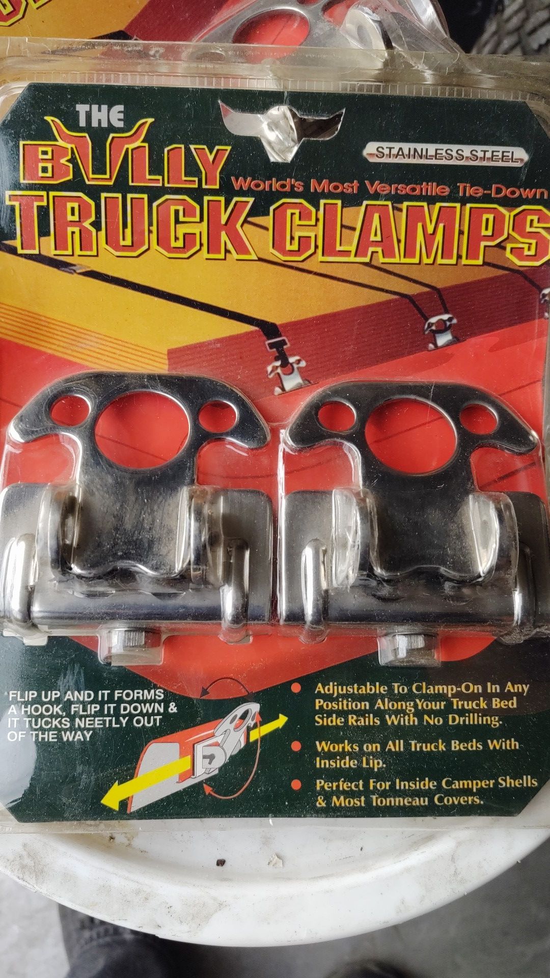 Truck bed clamps tie downs