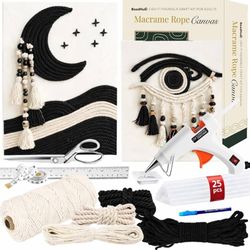 Macrame Kit for Beginners - DIY Rope Canvas Wall Art Kit with Ropes Supplies & Tools