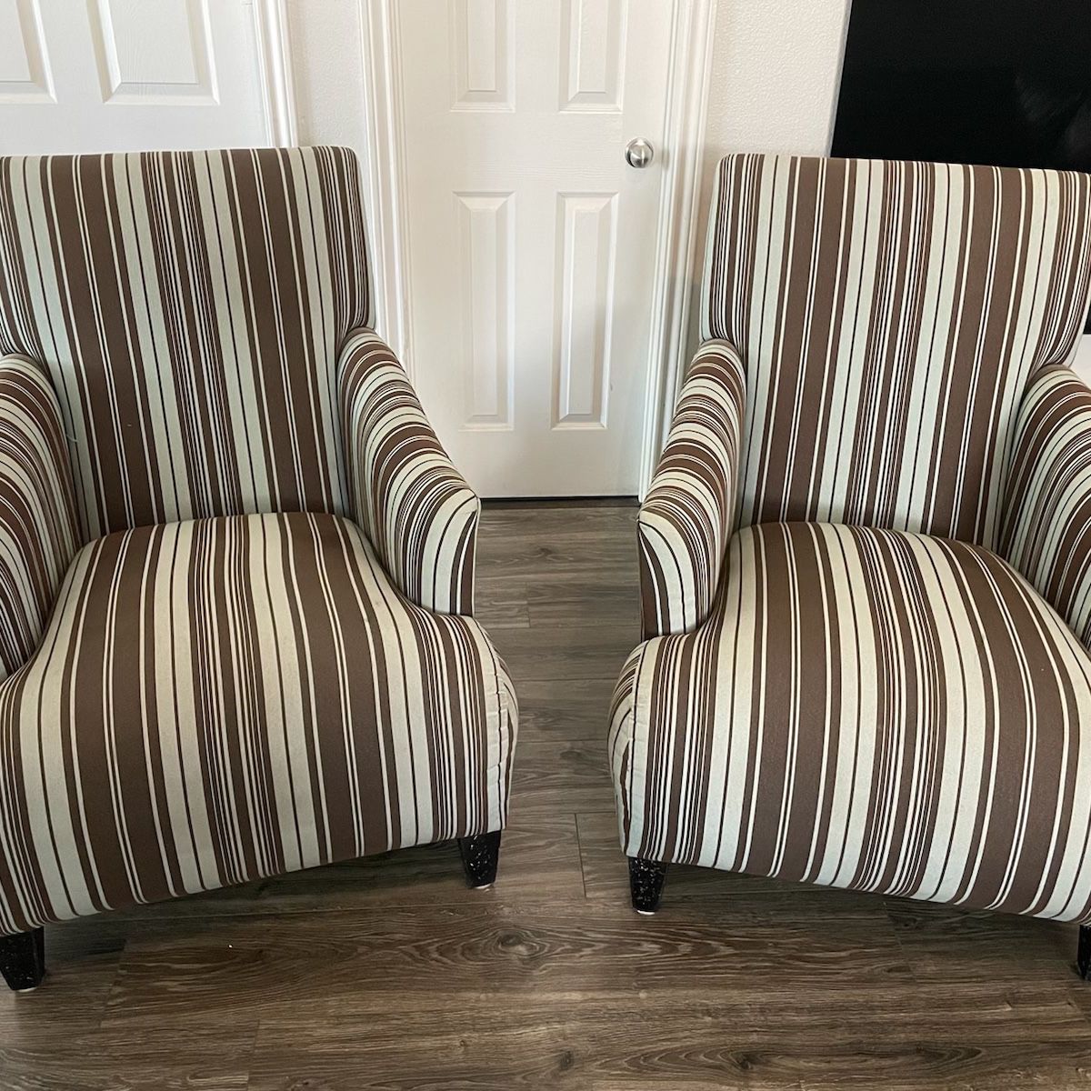 /Herendon Upholstery Aqua /Brown  Chairs 