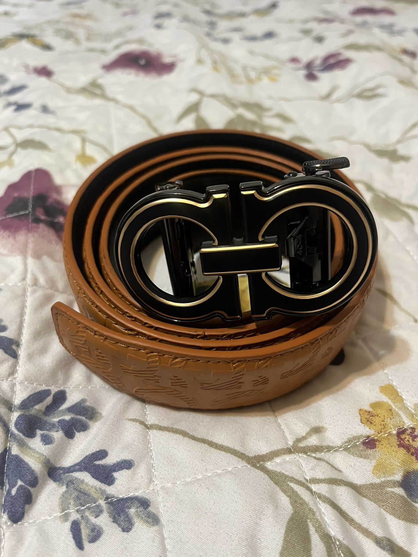 Ferragamo stamped logo pattern leather belt