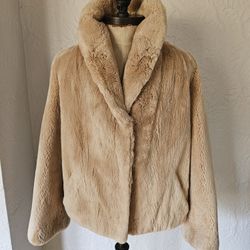 Sheared Beaver Fur Coat Dusty Rose Size S