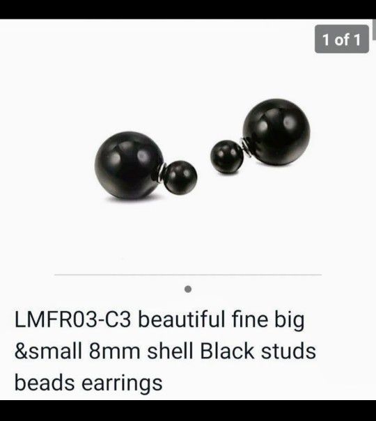 Black Double Ball Stud Earrings