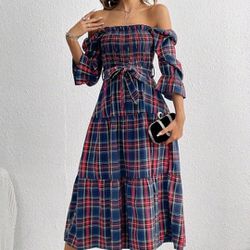 Long Flannel Dress Sz Large 