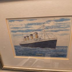 Titanic Watercolor By Bresnen.  30.00  Framed