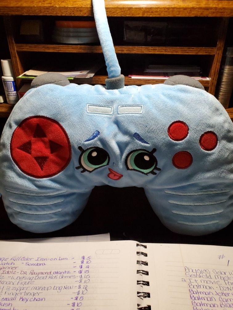 Shopkins light blue stuffed remote control
