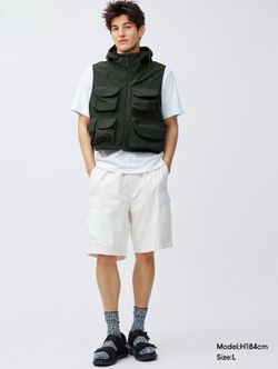 GU Hooded Utility Camping Fishing Vest, men's XL size, black color