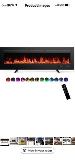 60” Electric Wall-Mount Fireplace with Remote