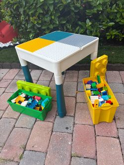 Kids Lego Activity Table with Storage Boxes  and Lego duplo sets