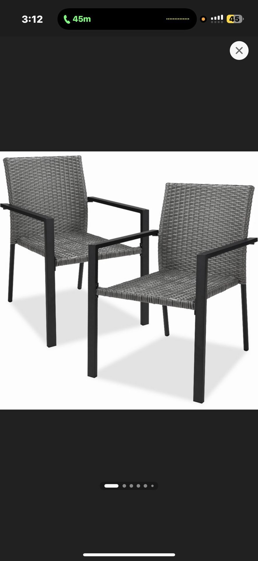 2 piece Grey Wicker Chair Set