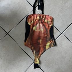 Fashion Nova Fire print bodysuit Size M  