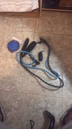 2 dog leashes water bowl and poop carrier and bags $12
