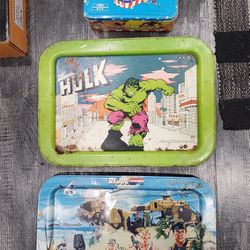 Vintage Metal Trays Hulk Gi Joe Globetrotters 