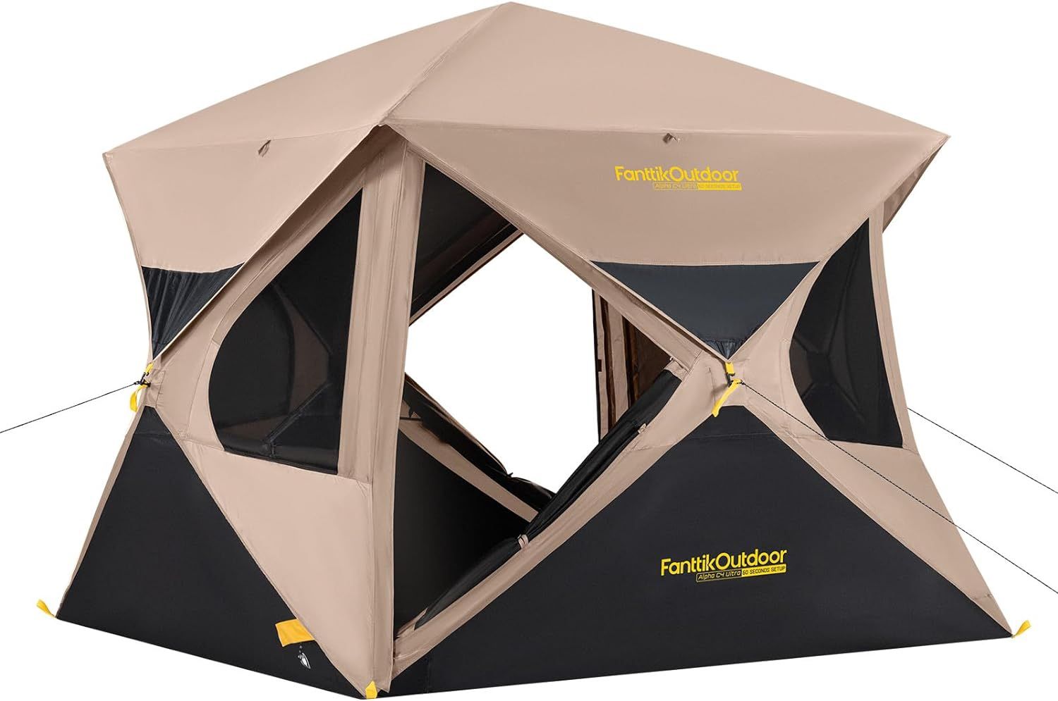 FanttikOutdoor Alpha C4 Ultra Instant 4 Person Tent Pop Up 60 Seconds Rainfly Windproof Camping