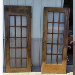 15 Glass Panel Antique Doors With Original Glass Door Knobs