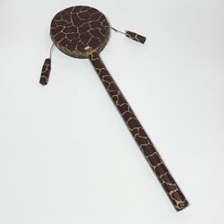 Vintage Animal Print African Tic Toc Drum Handheld Percussion Instrument