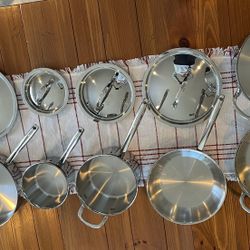 Williams Sonoma All Clad Stainless Steel Cookware 10 Piece Set