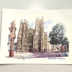 Collectible Rare Watercolor Art “York Minister - The West Front”