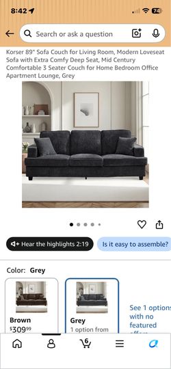 Korser 89" Sofa Couch