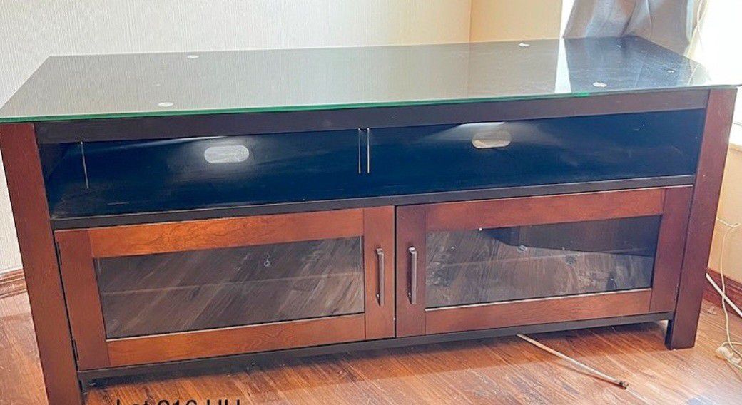 Wood And Glass TV Console
