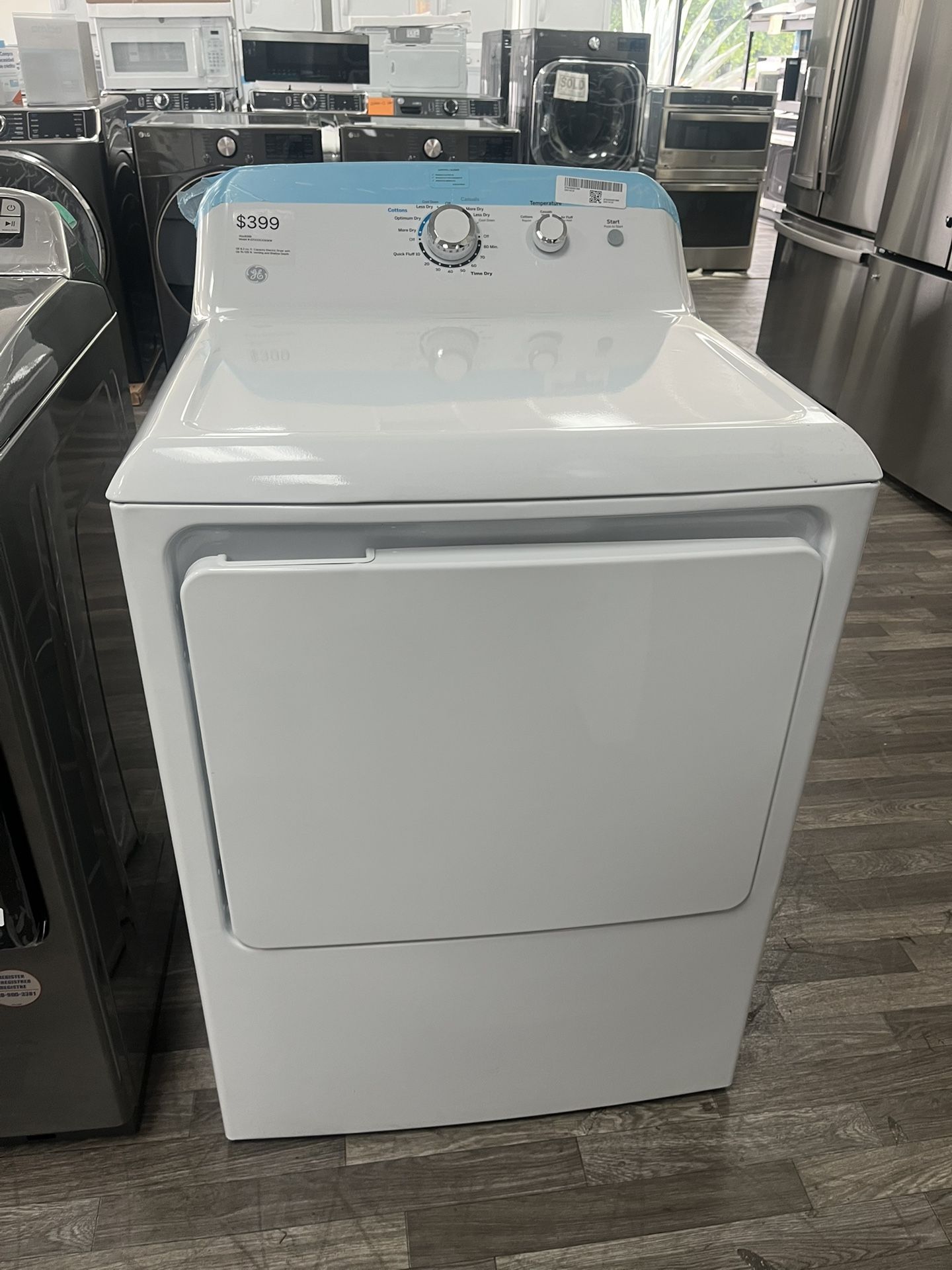 GE Electric Dryer 6.2 Cu Ft, Open Box, One Year Warranty
