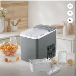 Mainstays Máquina de Hielo Portátil para Encimera, 26 Lb por Día, Máquina de Hielo Compacta con Ciclos de Hielo Rápidos, No Requiere Plomería, Gris