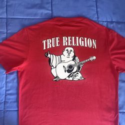 True Religion Men's Buddha Logo T-shirt in red Size L