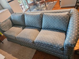 Blue Floral Fabric Three-Seat Sofa