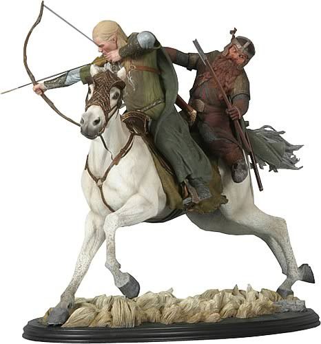 Legolas and Gimli on Arod Statue, LOTR, sideshow weta collectibles, The Lord of the Rings, *DAMAGED*
