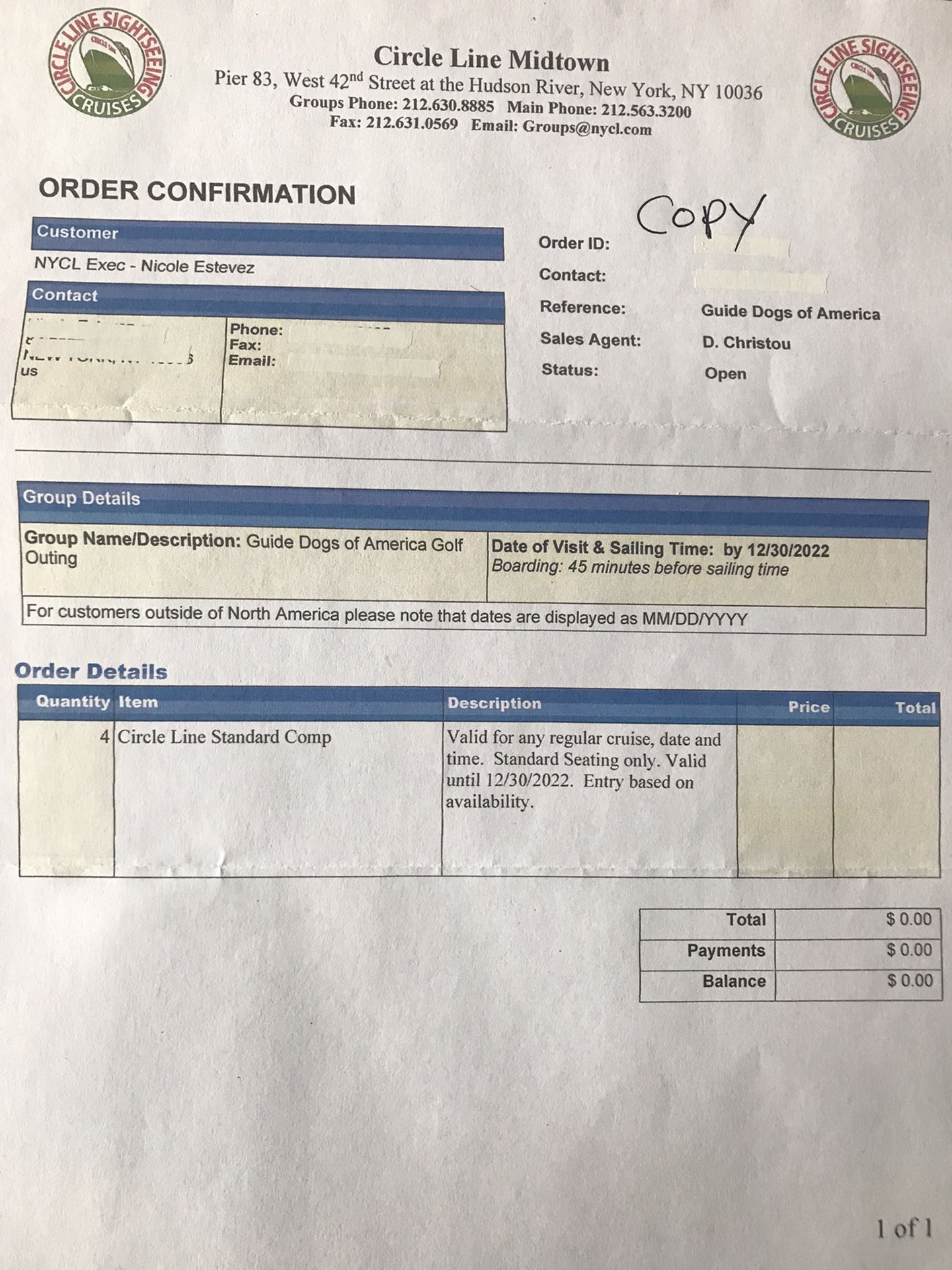 4 - Tickets For Circle Line Cruise