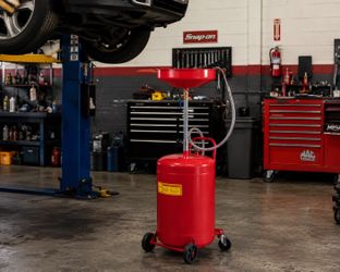 Waste Oil Drain Tank 20 Gal. Portable Oil Drain Change Air Operated Fluid Fuel with Wheel for Easy Oil Removal