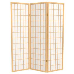 Oriental Furniture 5 ft. Tall Window Pane Shoji Screen - Natural - 3 Panels