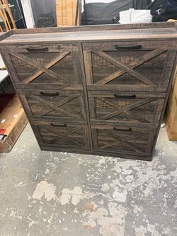 Large 6 bin flip out front door rustic style shoe cubby