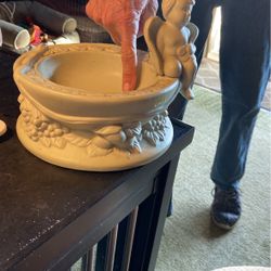 Cherub Porcelain Bird Feeder. Gently Used. 