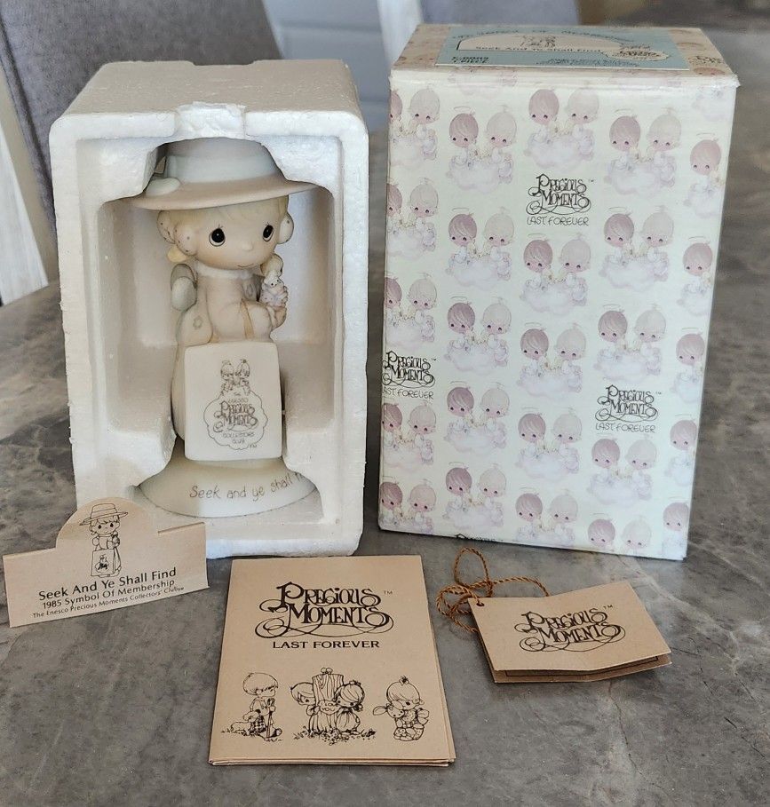 Precious Moments Seek and Ye Shall Find Girl Doll Figurine 1984 Enesco E-0005 Club Member