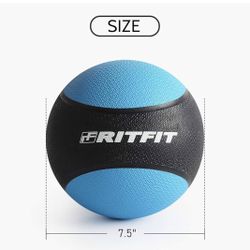 RitFit Weighted Medicine Ball - Non-Slip Rubber Shell & Dual Texture Grip - Workout Exercise Ball for Core Strength, Balance Training, Coordination Fi