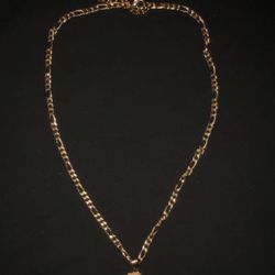 Figaro Chain With Initial Pendant Gold Plated Will Not Tarnish 