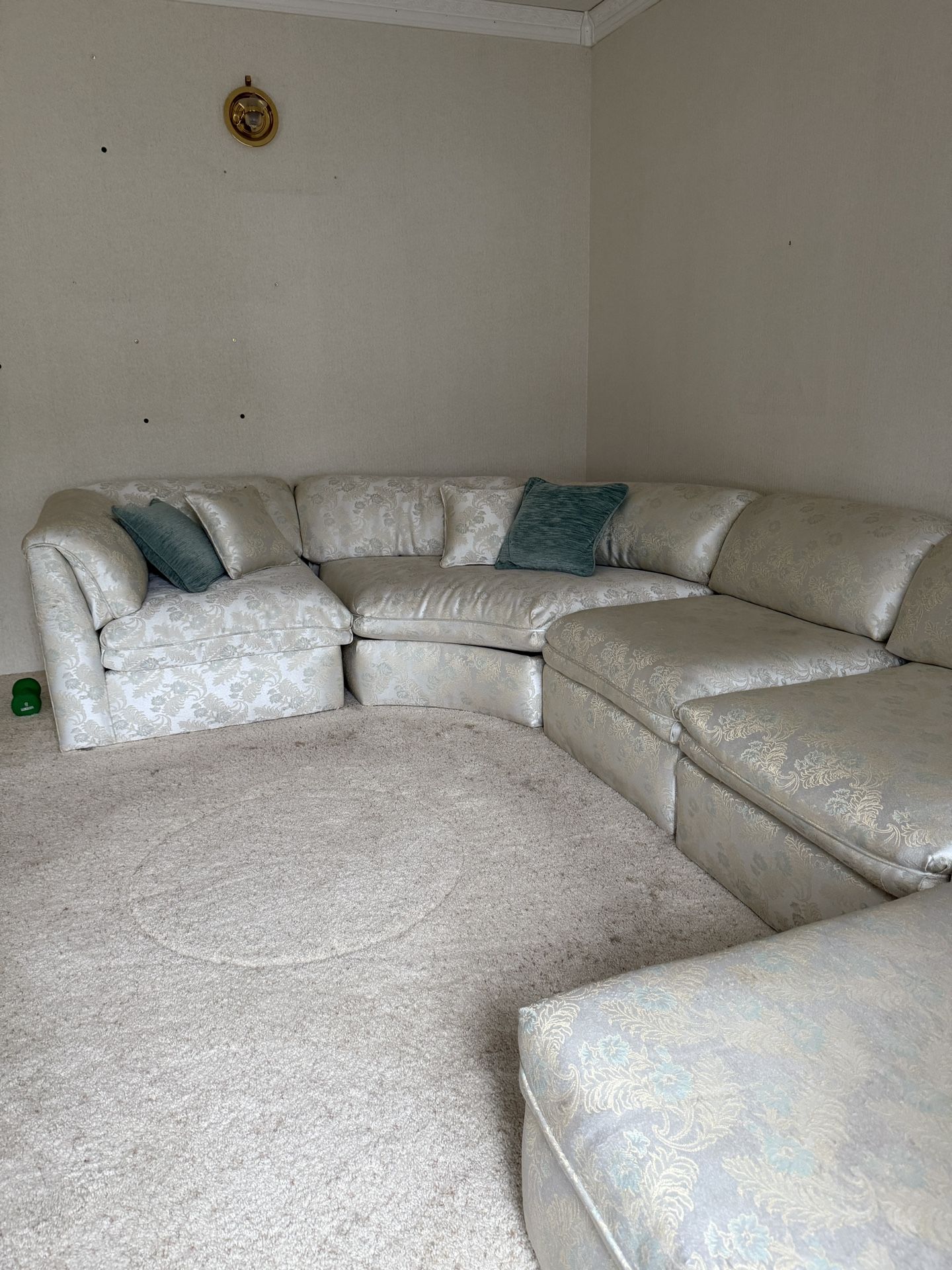 Beautiful 12’ Teal And White Couch