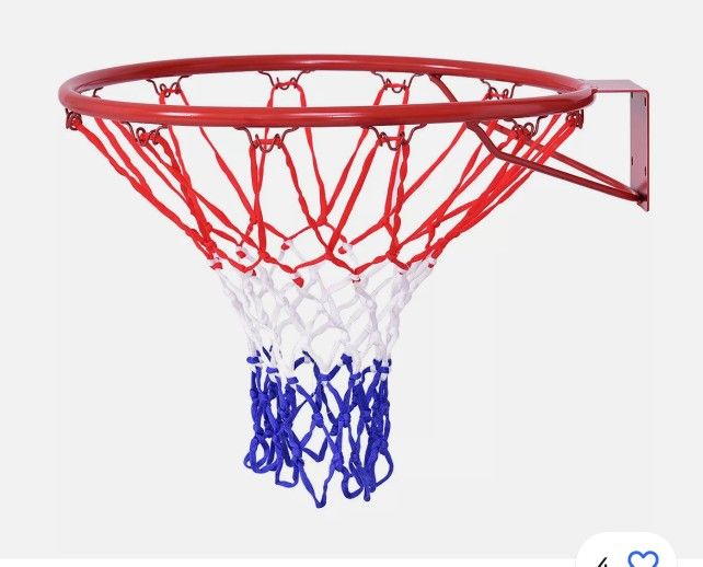 18" Basketball Rim Wall Door Mounted Basketball Hoop with All Weather Net Orange