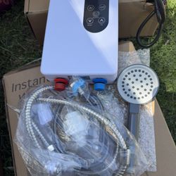 Electric Instant Hot Water Heater Shower Electric Tankless Shower Hot Water 3400W Bathroom Instantaneous Water Heater (White)