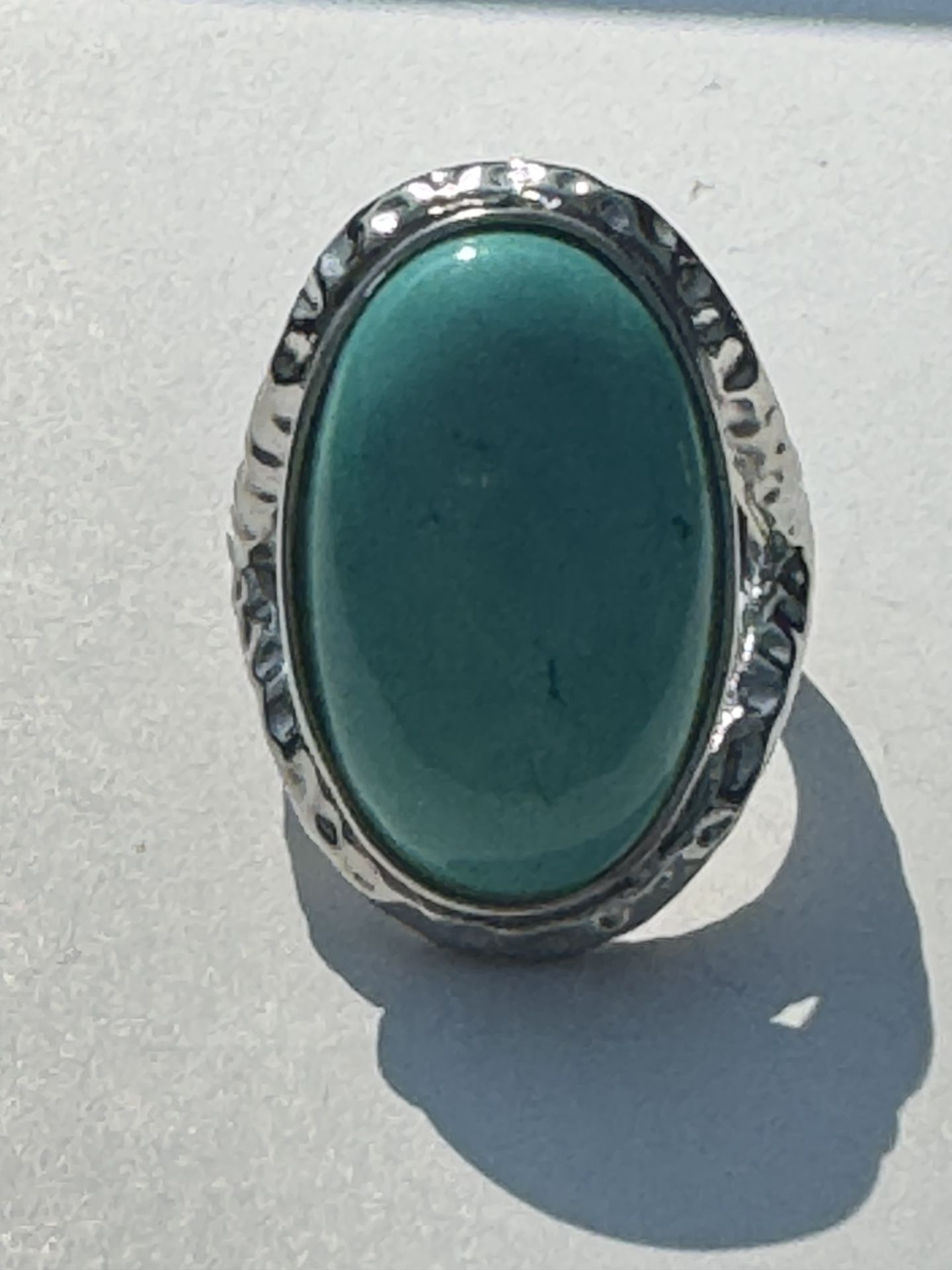 Large Oval Turquoise Ring Stainless Steel Size 8