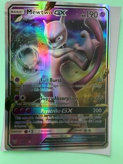 Mewtwo GX Holo Pokémon Card Bit damaged