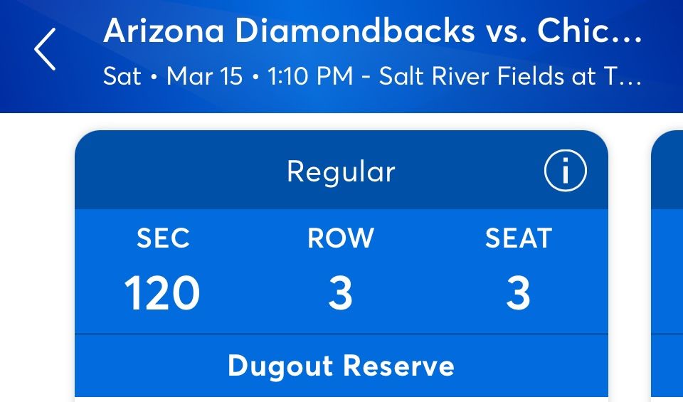 Spring Training, Tickets Diamondbacks V White Sox.