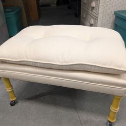 2 Rolling Foot Stools W. Bamboo Legs
