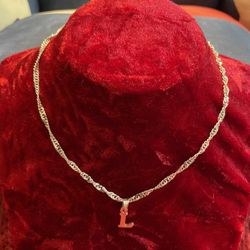 925 NEW SILVER Necklace With  L Pendant 
